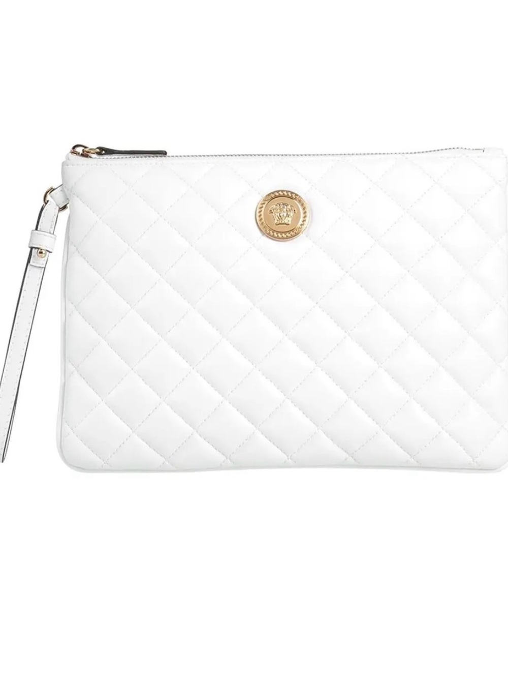 Versace White Quilted Lamb leather clutch